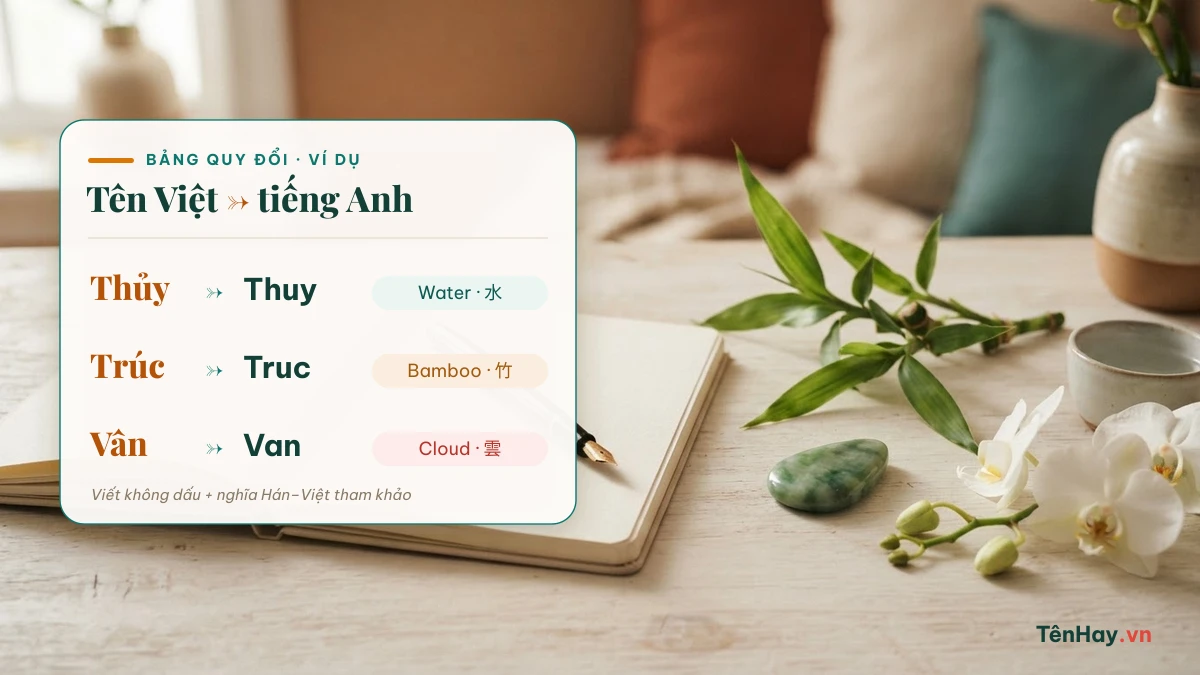 Bảng tra quy đổi tên tiếng Việt sang tiếng Anh: Thủy, Trúc, Vân kèm nghĩa
